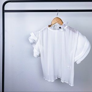 Banjul Ruffle Sheer Blouse White Size Medium
